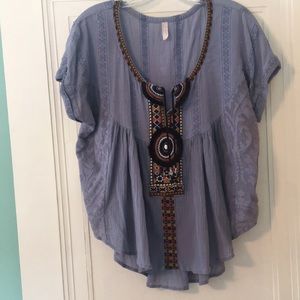 Free people s/s gauze/lace BOHO top